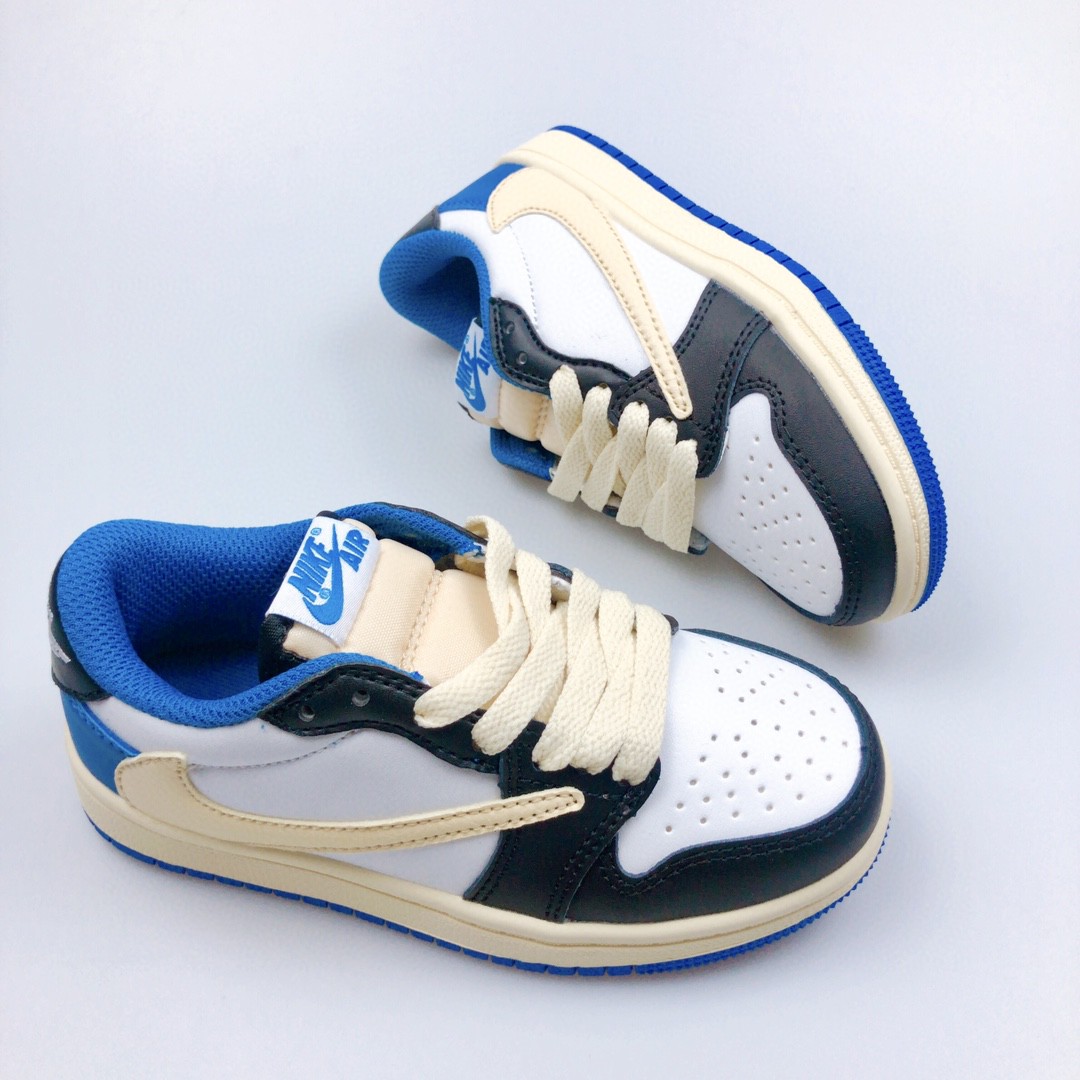 Youth Running Weapon Air Jordan 1 x Travis Scott White/Black/Royal Shoes 005
